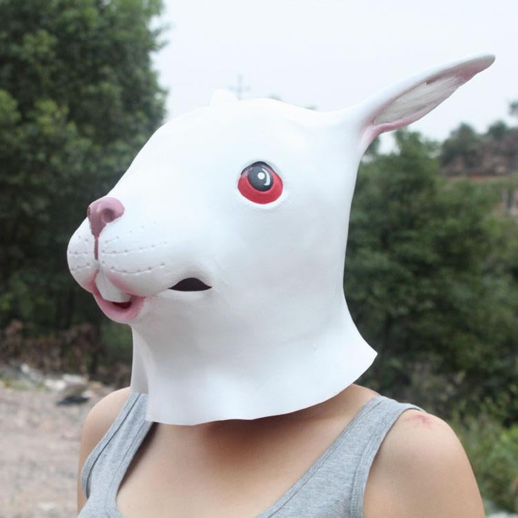 Popular Lovely Halloween Mask Masquerade Emulsion Rabbit Mask with Villus Ears for Men and Women My Store