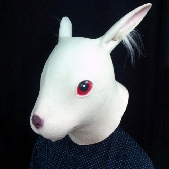 Popular Lovely Halloween Mask Masquerade Emulsion Rabbit Mask with Villus Ears for Men and Women