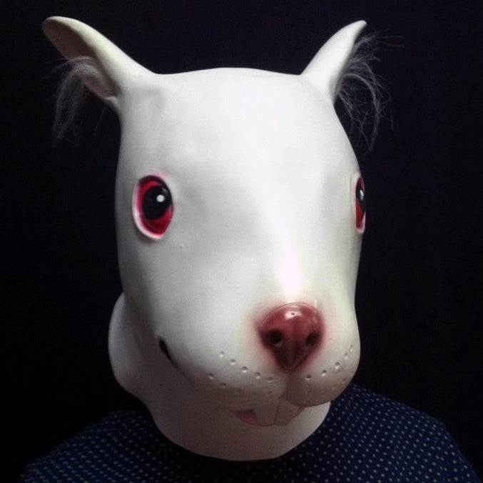 Popular Lovely Halloween Mask Masquerade Emulsion Rabbit Mask with Villus Ears for Men and Women