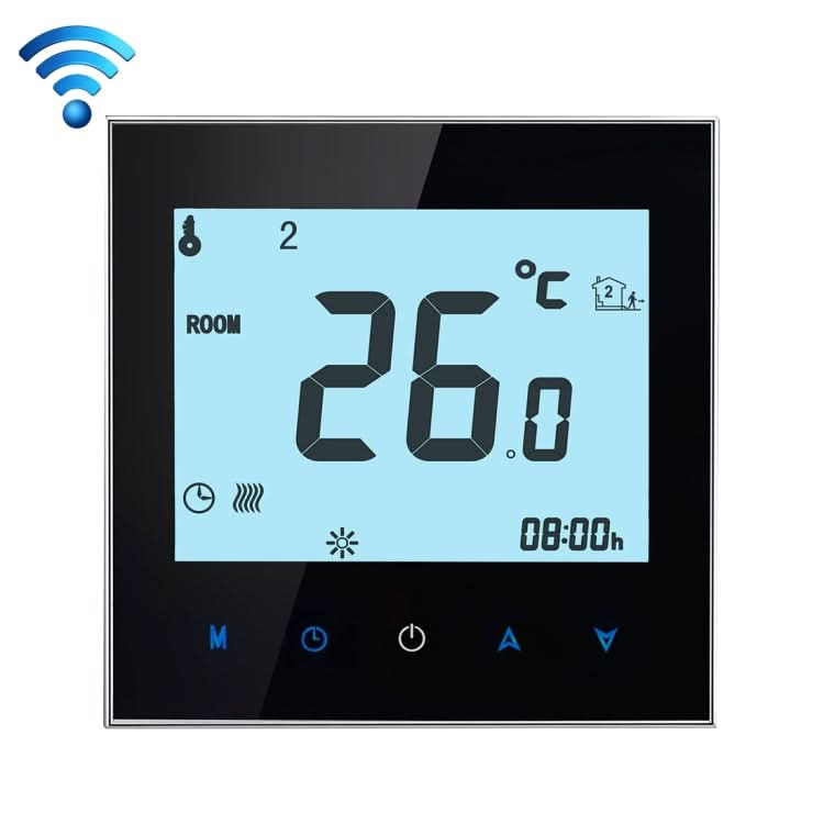 BHT-1000-GB-WIFI 16A Load Electronic Heating Type Touch LCD Digital WiFi Heating Room Thermostat with Sensor, Display Clock / Temperature / Periods / Time / Week / Heat etc. Reluova