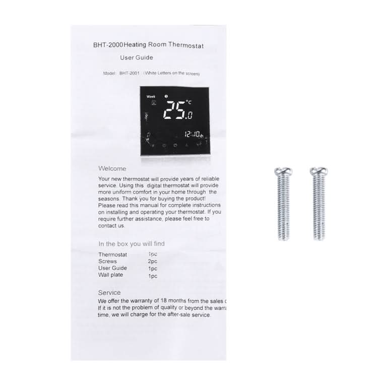 BAC-2000 Central Air Conditioning Type Touch LCD Digital 2-pipe Fan Coil Unit Room Thermostat, Display Fan Speed / Clock / Temperature  / Time / Week / Heat etc. Reluova