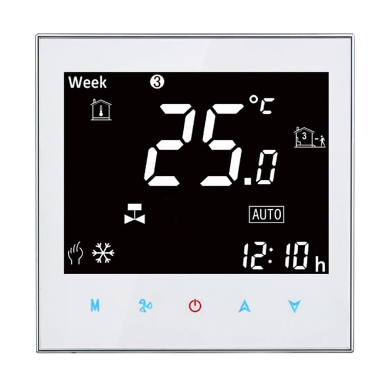 BAC-2000 Central Air Conditioning Type Touch LCD Digital 2-pipe Fan Coil Unit Room Thermostat, Display Fan Speed / Clock / Temperature  / Time / Week / Heat etc. Reluova