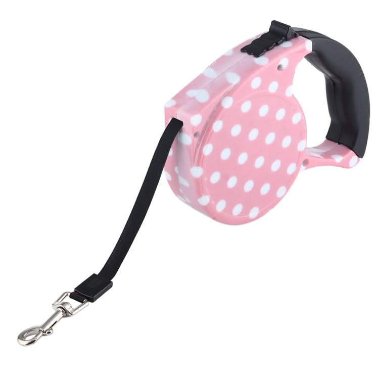 5m Pink Dot Pattern Flexible Retractable Dog / Cat Leash for Daily Walking-Reluova