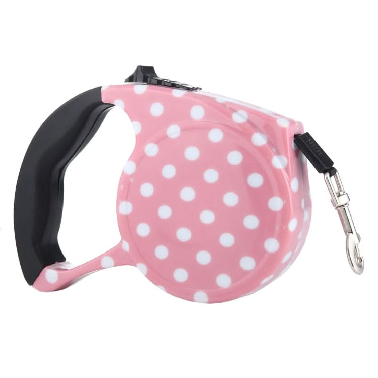 5m Pink Dot Pattern Flexible Retractable Dog / Cat Leash for Daily Walking-Reluova