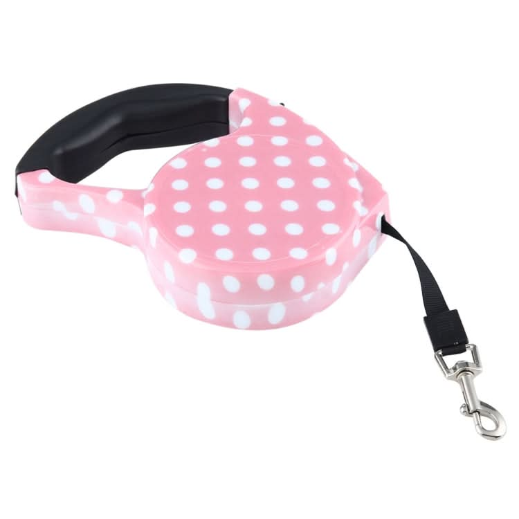 5m Pink Dot Pattern Flexible Retractable Dog / Cat Leash for Daily Walking-Reluova