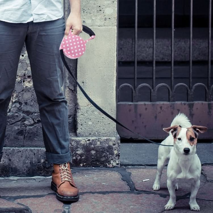 5m Pink Dot Pattern Flexible Retractable Dog / Cat Leash for Daily Walking-Reluova