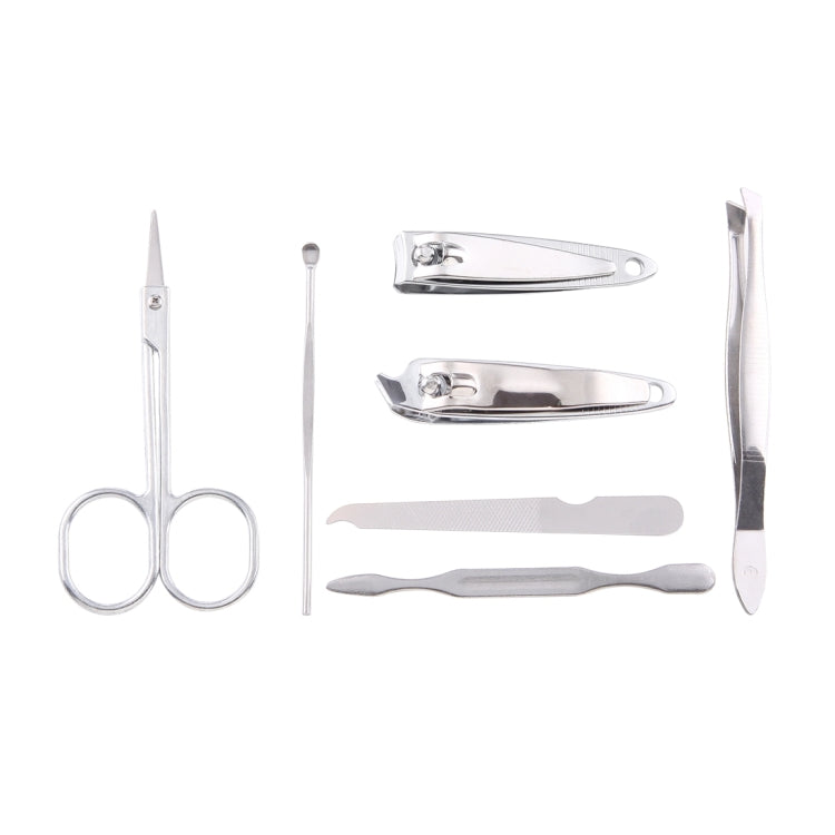 7 in 1 Nail Care Clipper Pedicure Manicure Kits (Flat Nail Clippers, Oblique Nail Nipper, Double Pick, Eyebrow Scissor, Eyebrow Tweezers, Ear Pick, Double Side Nail File) with Leather Bag-Reluova