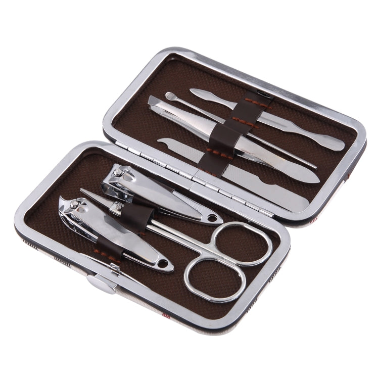 7 in 1 Nail Care Clipper Pedicure Manicure Kits (Flat Nail Clippers, Oblique Nail Nipper, Double Pick, Eyebrow Scissor, Eyebrow Tweezers, Ear Pick, Double Side Nail File) with Leather Bag-Reluova