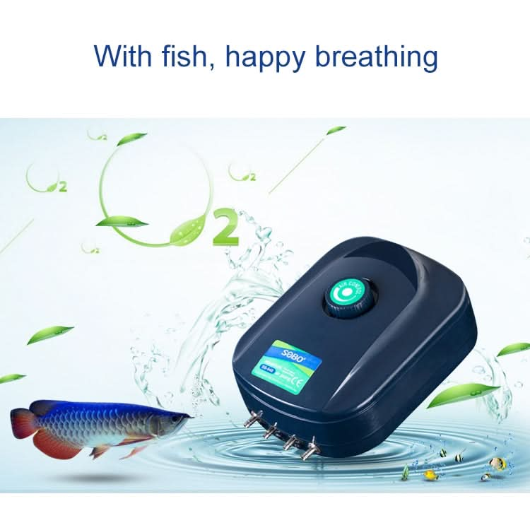 SOBO SB-988 12W 4 Outlets Adjustable Flow Silent Aquarium Air Pump Fish Tank Oxygen Air Pump - Reluova