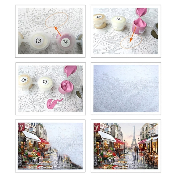 DIY Creative Paint By Numbers Oil Painting Paris Flower Street Art Painting without Framework, Size: 40*50 cm