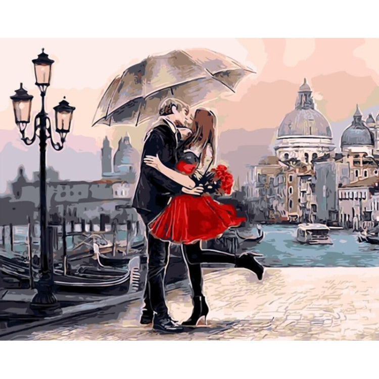 DIY Creative Paint By Numbers Oil Painting Kiss Lovers Art Painting without Framework, Size: 40*50 cm My Store