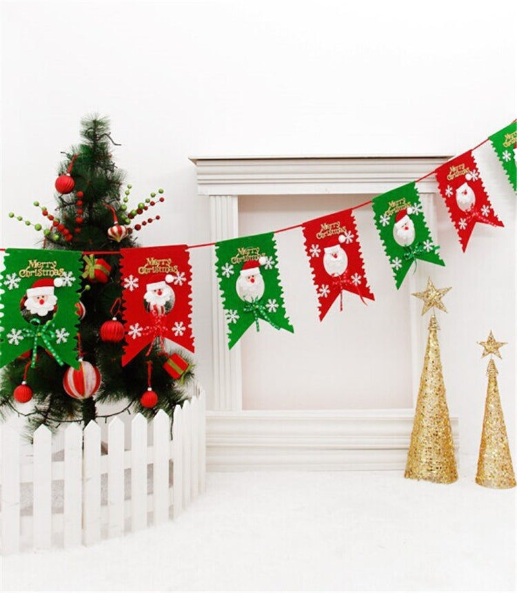 Christmas Scene Decoration Six Flag Non-woven Fabric Santa Hanging Flag My Store