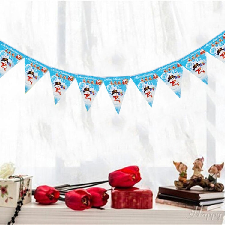 10 Sets Christmas Scene Decoration Triangle Paper Flags Non-woven Fabric Hanging Banners