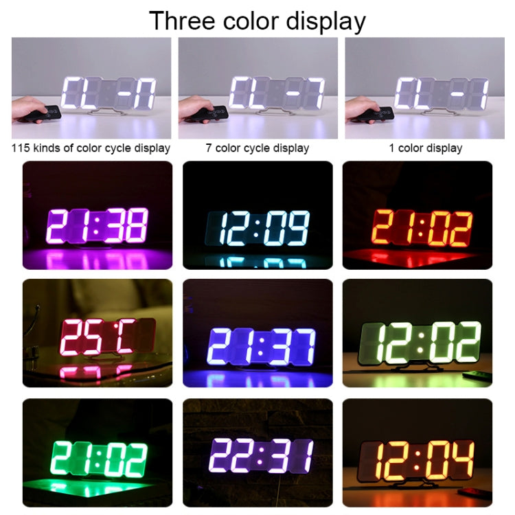 Modern 3D LED Sound Control Colorful Digital Alarm Clock Adjust Brightness Electronic Wall Glowing Hanging Clock with Remote Control My Store