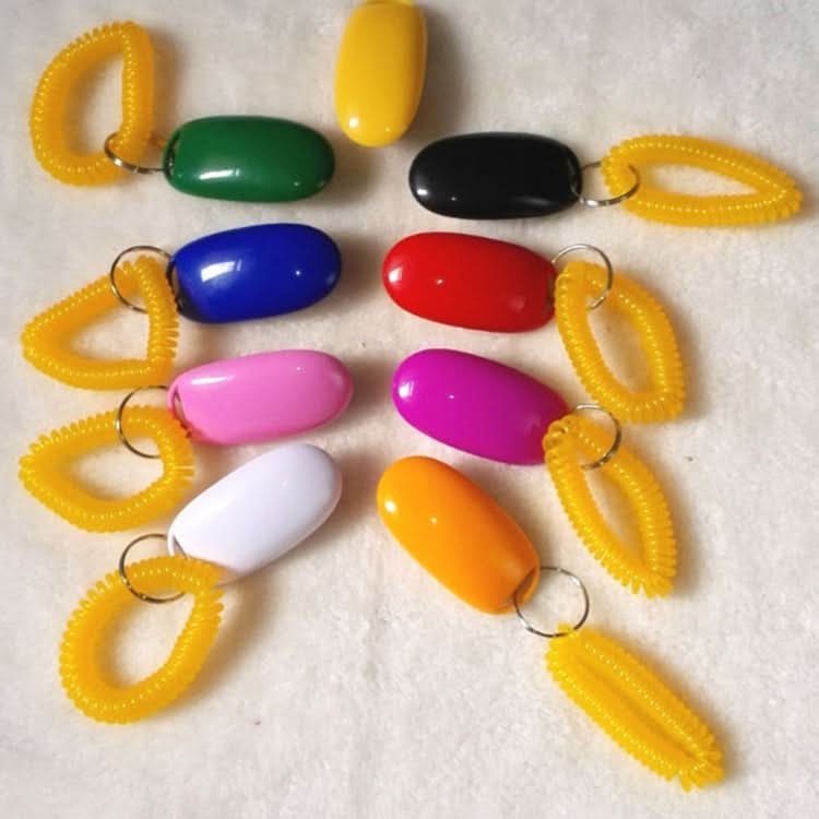 10 PCS Pet Training Clicker Button Dog Training Whistle with Key Chain & Spring Chain, Random Color Delivery.