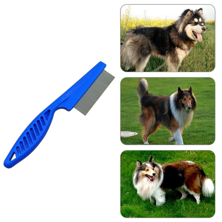 5 PCS Pet Cats Dogs Supplies Combs Fine Toothed Stainless Steel Needle Fleas Removal Combs, Length: 14cm (Blue)-Reluova