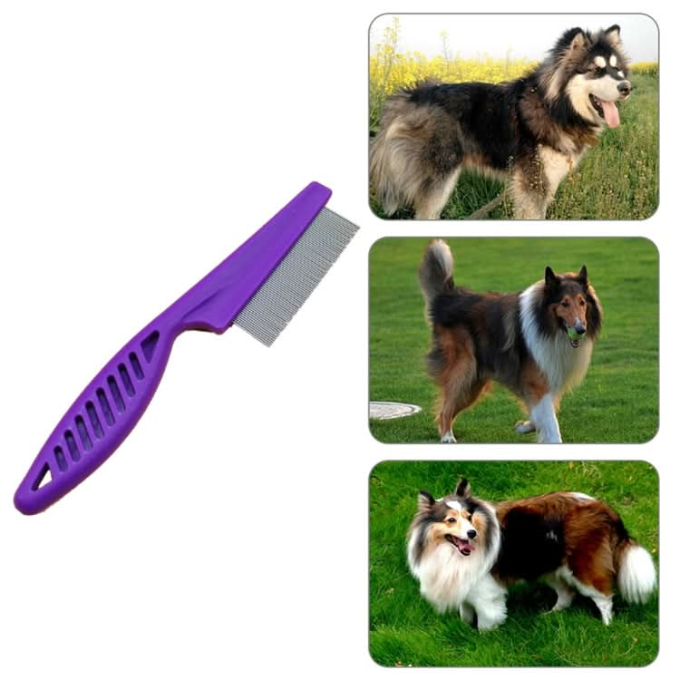 5 PCS Pet Cats Dogs Supplies Combs Fine Toothed Stainless Steel Needle Fleas Removal Combs, Length: 14cm (Purple)-Reluova