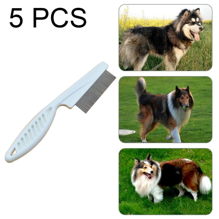 5 PCS Pet Cats Dogs Supplies Combs Fine Toothed Stainless Steel Needle Fleas Removal Combs, Length: 14cm (White)-Reluova