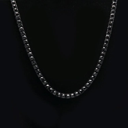 Mens Hip Hop Punk Single Row Crystal Inlaid Alloy Chain Necklace, Size: 30 inch Reluova