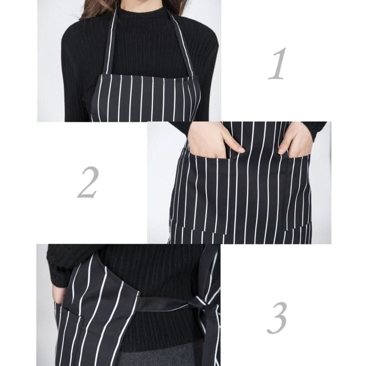 Black and White Stripes Unisex Chef Waiter Barista Aprons Work Aprons - Reluova