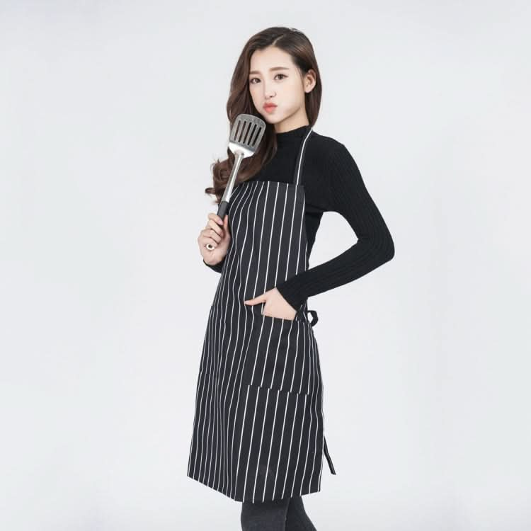 Black and White Stripes Unisex Chef Waiter Barista Aprons Work Aprons - Reluova