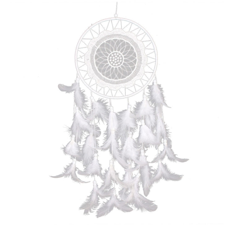 Creative White Lace Flower Dream Catcher Wind Chimes Feather Pendant for Home Wall Decorations Ornament, Random Style Delivery My Store