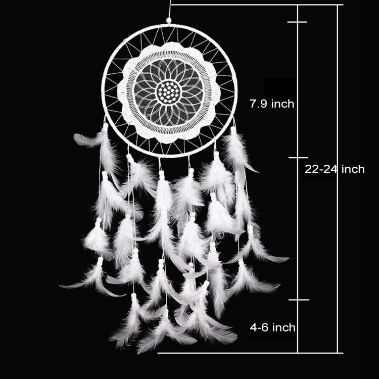 Creative White Lace Flower Dream Catcher Wind Chimes Feather Pendant for Home Wall Decorations Ornament, Random Style Delivery My Store