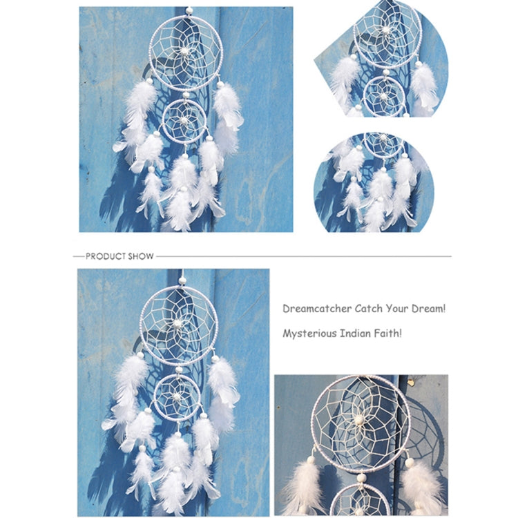 Creative White Lace Flower Dream Catcher Wind Chimes Feather Pendant for Home Wall Decorations Ornament, Random Style Delivery My Store