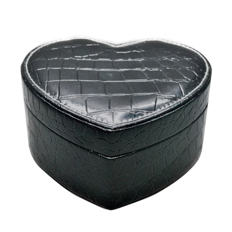 Two-layer Heart Shape Small Jewelry Box Synthetic Leather Rings and Earrings Mirrored Travel Storage Case Reluova