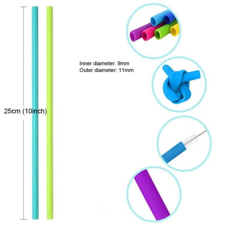 Food Grade Silicone Straws Cartoon Colorful Drink Tools, Straight Pipe, Length: 25cm, Outer Diameter: 11mm, Inner Diameter: 9mm, Random Color Delivery - Reluova