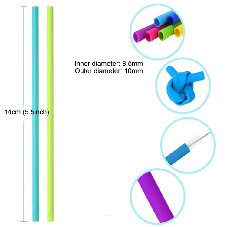 Food Grade Silicone Straws Cartoon Colorful Drink Tools, Straight Pipe, Length: 14cm, Outer Diameter: 10mm, Inner Diameter: 8.5mm, Random Color Delivery - Reluova