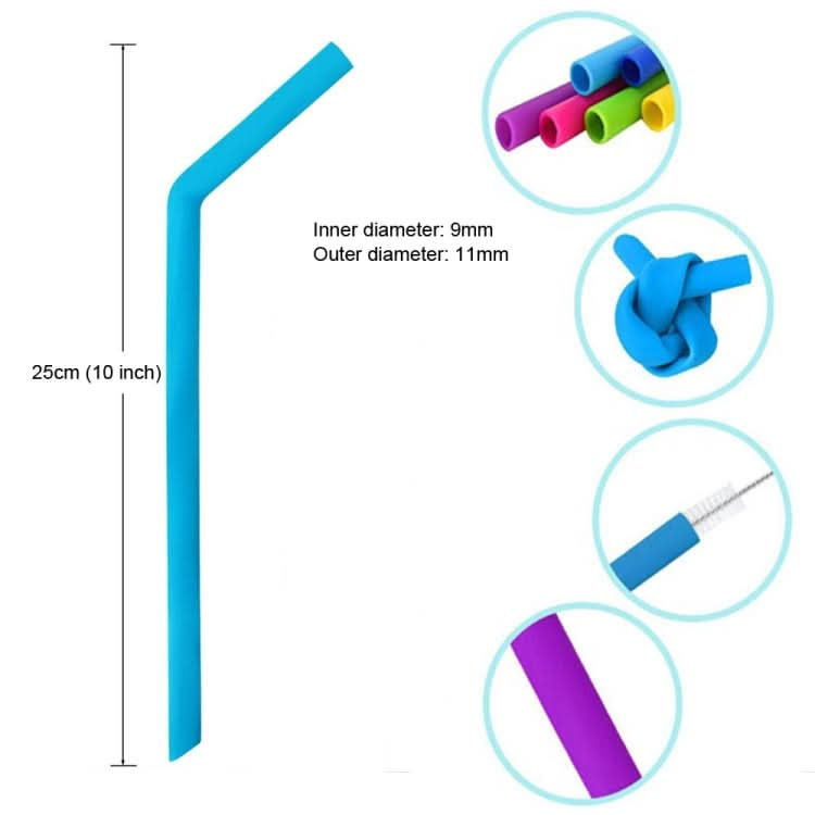 Food Grade Silicone Straws Cartoon Colorful Drink Tools, Crude Bend Pipe, Length: 25cm, Outer Diameter: 11mm, Inner Diameter: 9mm, Random Color Delivery - Reluova