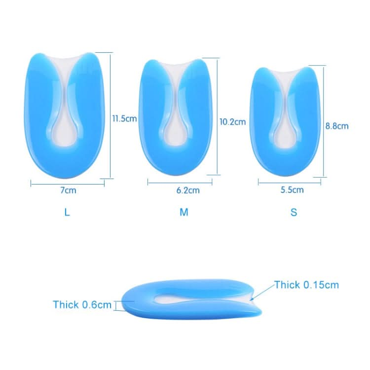 U-shaped Heel Pad Soft and Comfortable Shock Absorption Silicone Pad Insole, Size: S(30-34 Yards) Reluova