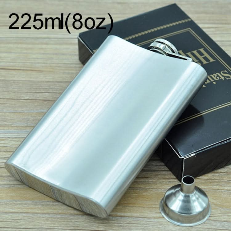 225mL (8oz) Outdoor Sports Handy Home Travel Wild Stainless Steel Portable Hip Flask(with Small Funnel)(Silver 225mL (8oz))-Reluova