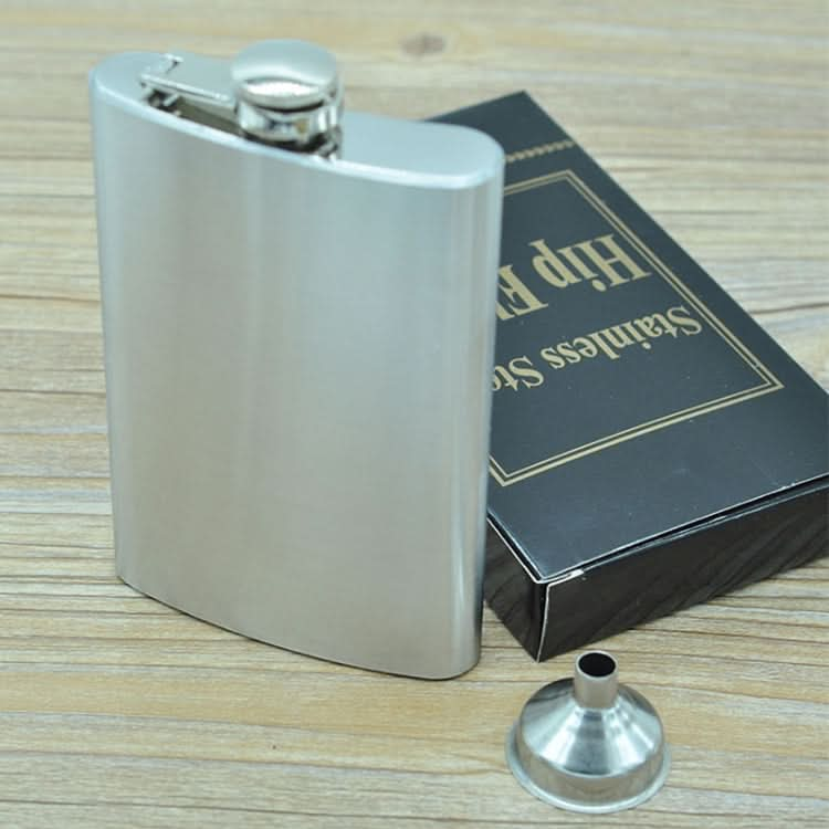 225mL (8oz) Outdoor Sports Handy Home Travel Wild Stainless Steel Portable Hip Flask(with Small Funnel)(Silver 225mL (8oz))-Reluova