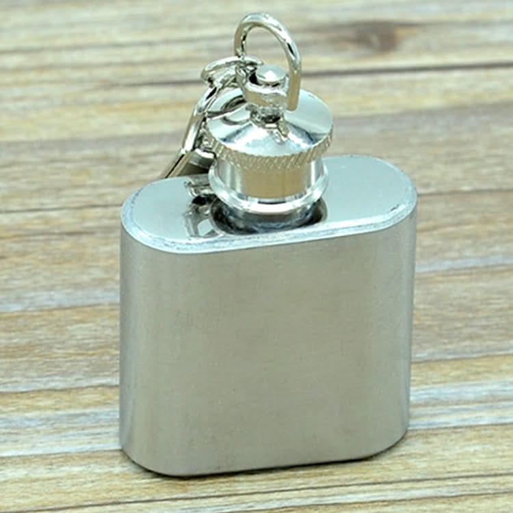 28mL(1oz)Cute Mini Portable Wine Jug Handy Stainless Steel Hip Flask with a Key Chain(Silver)-Reluova