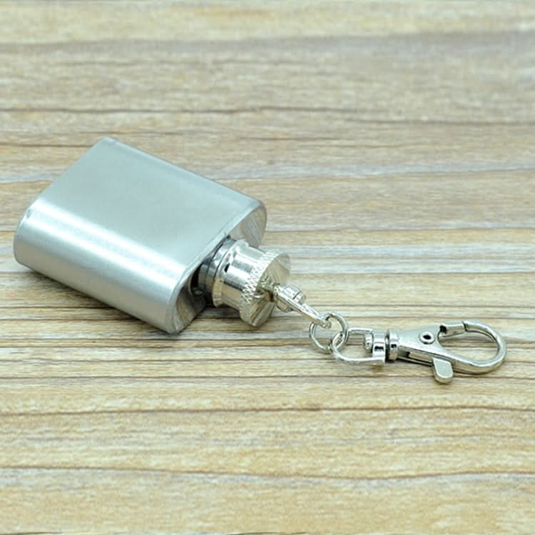 28mL(1oz)Cute Mini Portable Wine Jug Handy Stainless Steel Hip Flask with a Key Chain(Silver)-Reluova