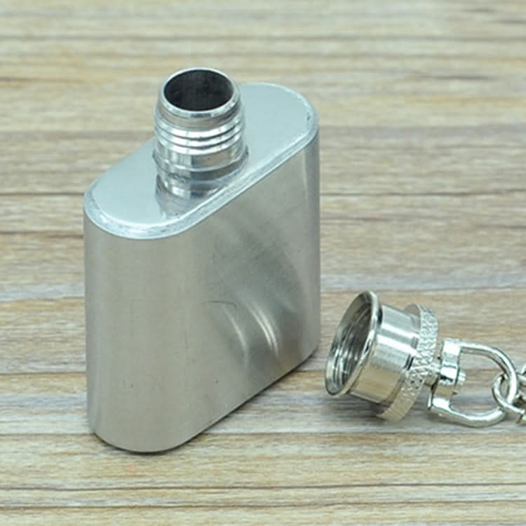 28mL(1oz)Cute Mini Portable Wine Jug Handy Stainless Steel Hip Flask with a Key Chain(Silver)-Reluova