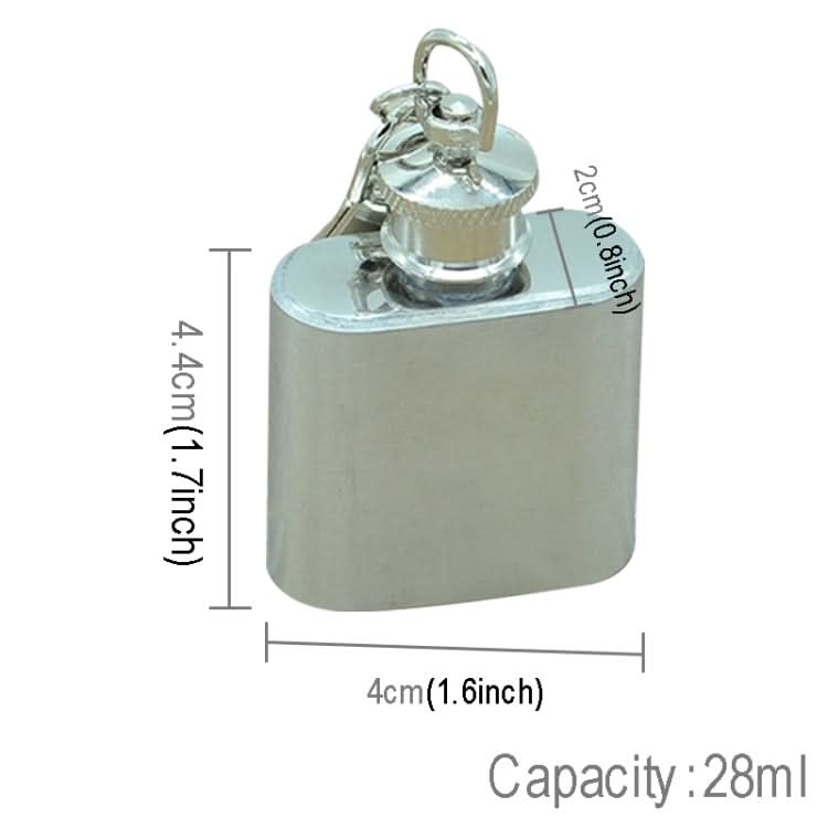 28mL(1oz)Cute Mini Portable Wine Jug Handy Stainless Steel Hip Flask with a Key Chain(Silver)-Reluova