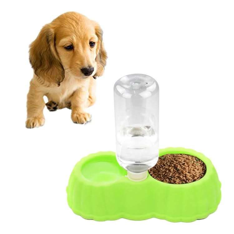 Pumpkin Shape Dog Cat Food Dish + Drinking Water Double Bowls with Automatic Water Dispenser, Size: S - Reluova