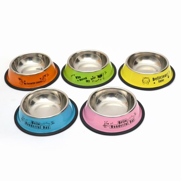 Stainless Steel Bowls, Anti-slip Colorful Paint Printed Pets Bowls, Bowl Diameter: 11 cm, Bowl Bottom Diameter: 15.1 cm - Reluova