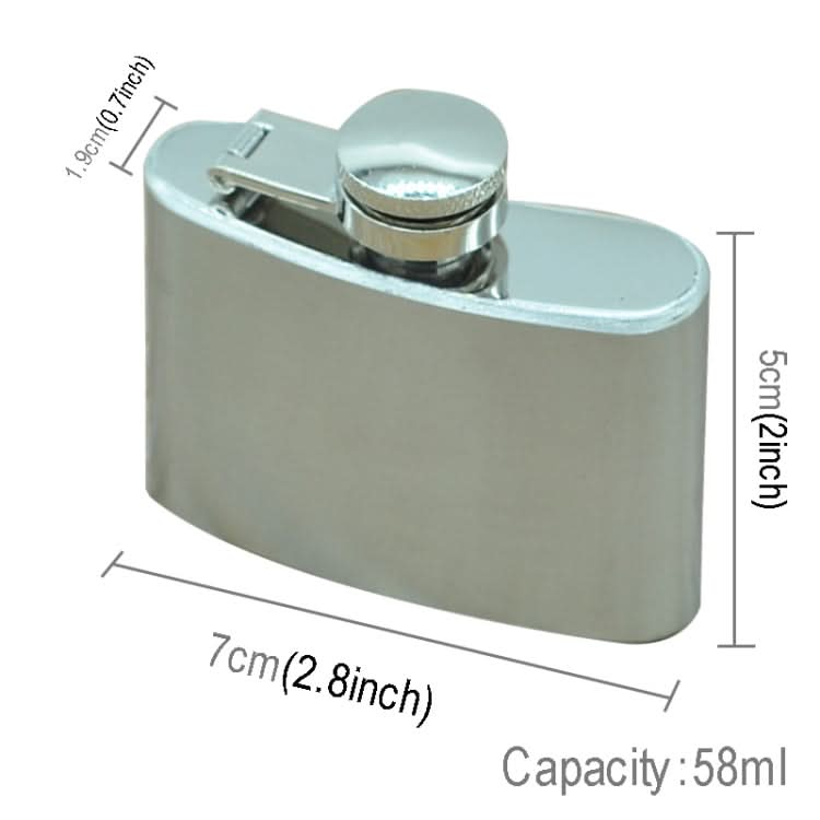 58ml(2oz) Stainless Steel Pocket Flagon Outdoor Sports Flat ultralight Liquor Flask Camping Portable Wearproof Wine Pot(Silver)-Reluova