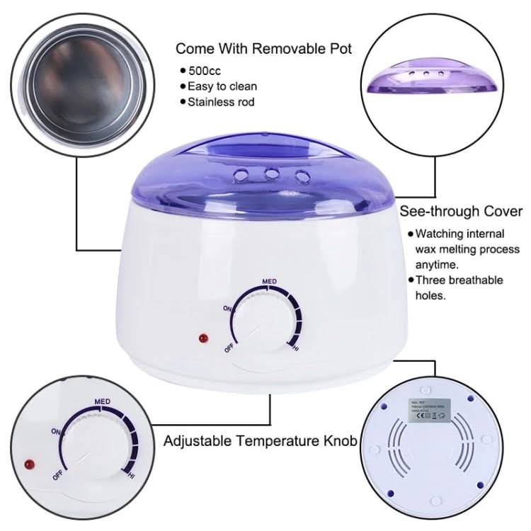 Pro-Wax100 100W Waxing Heater Depilation Beauty Hands Hair Removal Hot Wax Warmer Heater Machine Pot Depilatory, Capacity: 500ml, AC 220V, Reluova