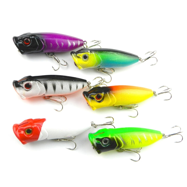 HENGJIA Plastic Artificial Fishing Lures Popper Bionic Fishing Bait with Hooks, Length: 6.5 cm, Random Color Delivery