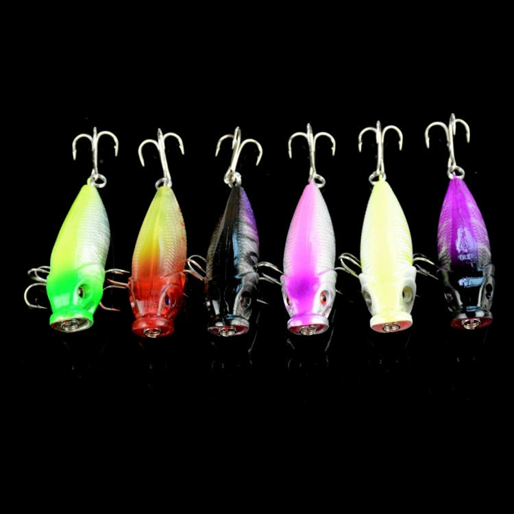 HENGJIA Plastic Artificial Fishing Lures Popper Bionic Fishing Bait with Hooks, Length: 6.5 cm, Random Color Delivery