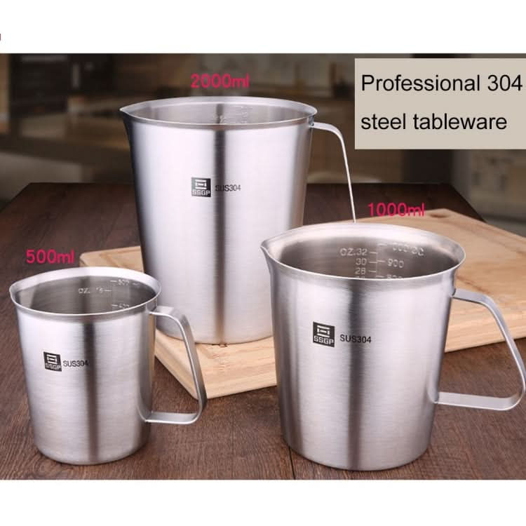 SSGP Kitchen Cooking Tool Stainless Steel Graduated Measuring Cups, Size: 13*12.5cm, 1000ml - Reluova