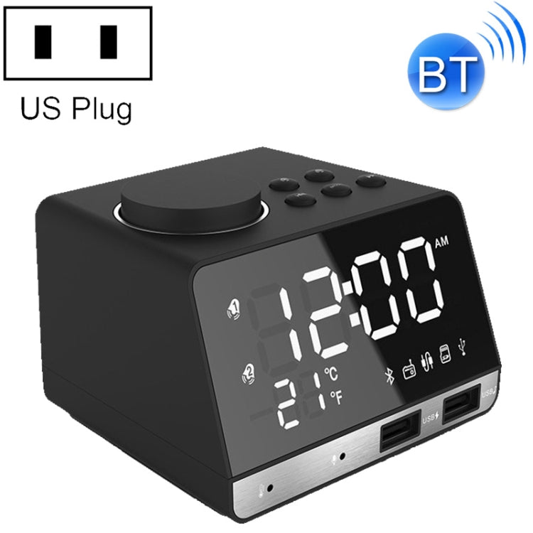 K11 Bluetooth Alarm Clock Speaker Creative Digital Music Clock Display Radio with Dual USB Interface, Support U Disk / TF Card / FM / AUX, US Plug My Store