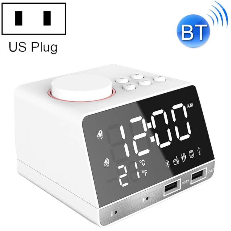 K11 Bluetooth Alarm Clock Speaker Creative Digital Music Clock Display Radio with Dual USB Interface, Support U Disk / TF Card / FM / AUX, US Plug My Store