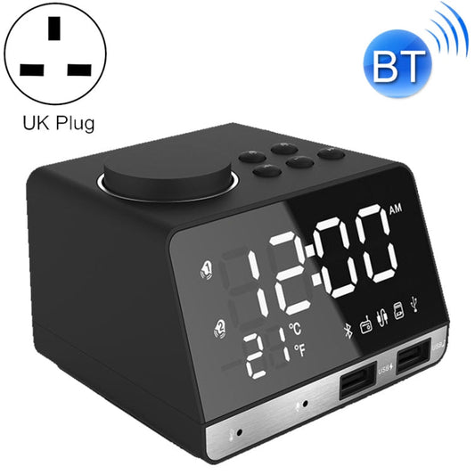 K11 Bluetooth Alarm Clock Speaker Creative Digital Music Clock Display Radio with Dual USB Interface, Support U Disk / TF Card / FM / AUX, UK Plug My Store