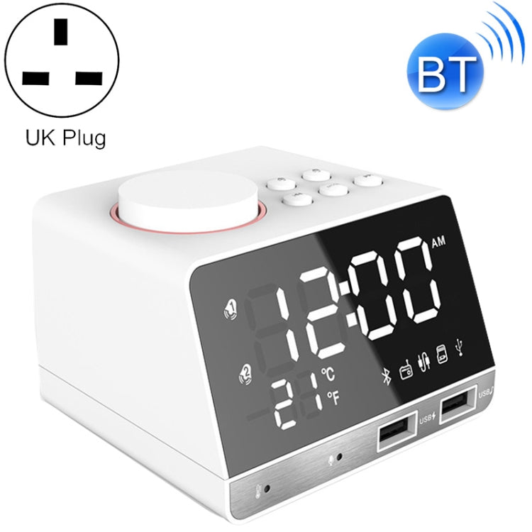 K11 Bluetooth Alarm Clock Speaker Creative Digital Music Clock Display Radio with Dual USB Interface, Support U Disk / TF Card / FM / AUX, UK Plug My Store